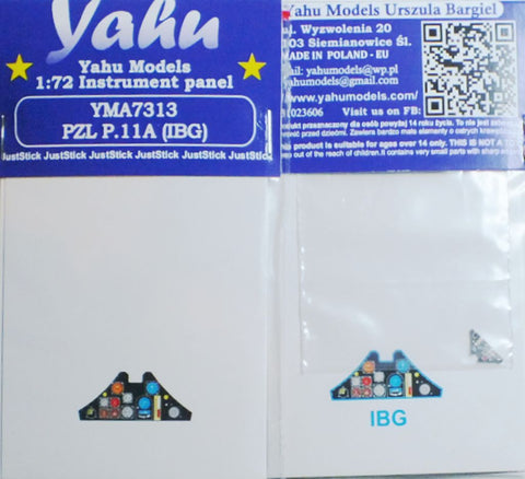 Yahu Models YMA7313 1/72 PZL P.11A Instrument panel (for IBG)