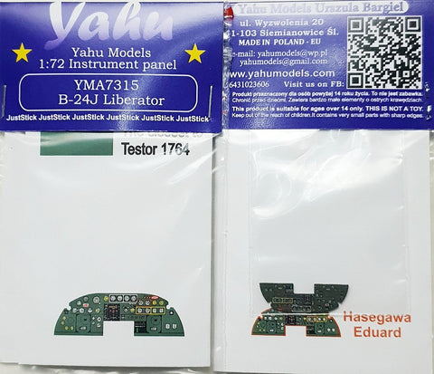 Yahu Models YMA7315 1/72 B-24J Liberator Instrument Panel (for Hasegawa/Eduard)
