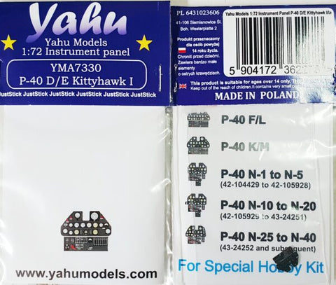 Yahu Models YMA7330 1/72 P-40 D/E Kittyhawk I/Ia (for Special Hobby)