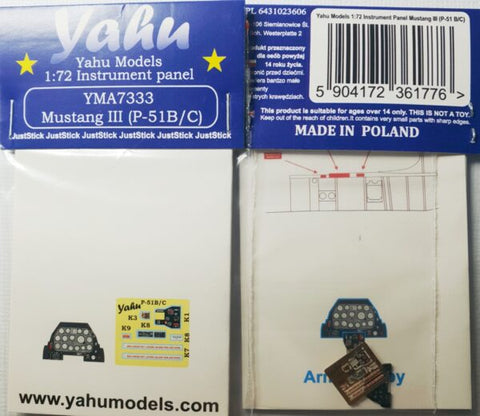 Yahu Models YMA7333 1/72 Mustang III (P-51 B/C) (for Arma Hobby)