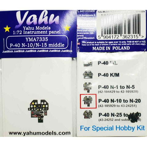 Yahu Models YMA7335 1/72 P-40N Mid-Production (N-10/N-15) (for Special Hobby)
