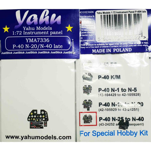 Yahu Models YMA7336 1/72 P-40N Late Version (N-25/N-40) (for Special Hobby)