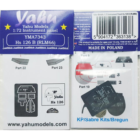 Yahu Models YMA7343 1/72 Hs-126 B-1 (RLM66) (for KP Models)