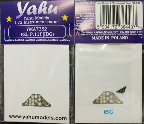 Yahu Models YMA7352 1/72 PZL P.11f Instrument panel (for IBG)