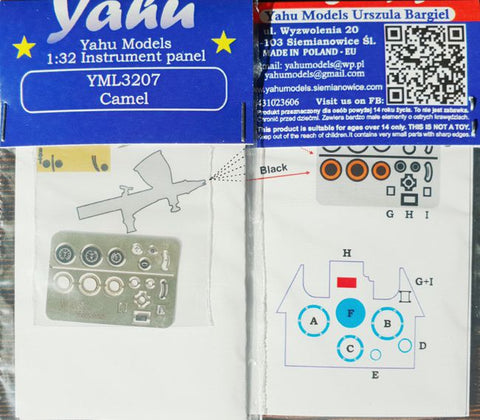 Yahu Models YML3207 1/32 Camel Instrument Panel (for Wingnut Wings)