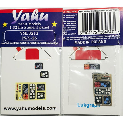 Yahu Models YML3212 1/32 PWS-26 Instrument Panel (for Lookgraph)
