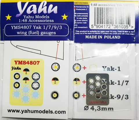 Yahu Models YMS4807 1/48 Yakovlev fuel gauge