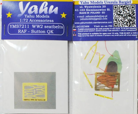 Yahu Models YMS7211 1/72 WWII Seatbelts - RAF Sutton QK