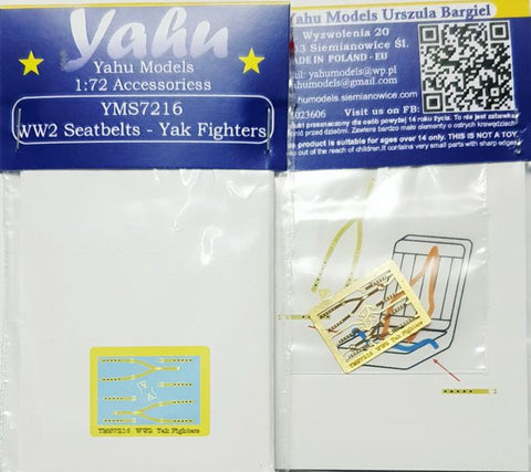 Yahu Models YMS7216 1/72 WWII Seatbelts - Yakovlev Fighters