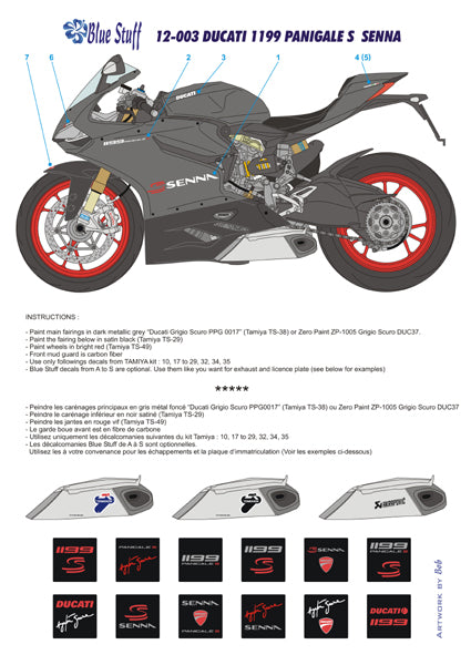 Blue Stuff BS 12-003 1/12 DUCATI 1199 Panigale S " SENNA" Tamiya 14129
