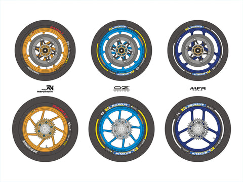 Blue Stuff BS 12-013 1/12 MOTO GP Tire & Wheels markings - 1/12 Decals 1/12 Tamiya bikes