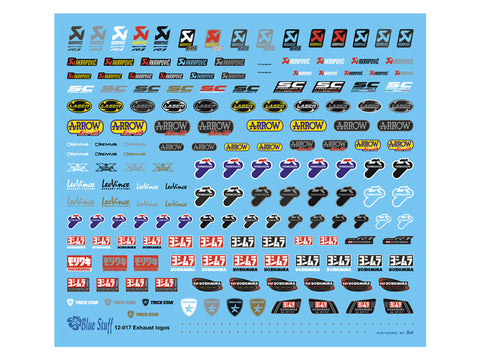 Blue Stuff BS 12-017 1/12 EXHAUST Logos 1/12 Decals 1/12 bikes