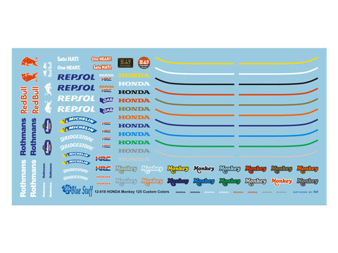 Blue Stuff BS 12-018 1/12 HONDA 125 Monkey Custom Colors - 1/12 Decals TAMIYA 14134