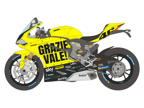 Blue Stuff BS 12-031 1/12 DUCATI 1199 Panigale S "GRAZIE VALE!" Replica - 1/12 Decals TAMIYA 14129