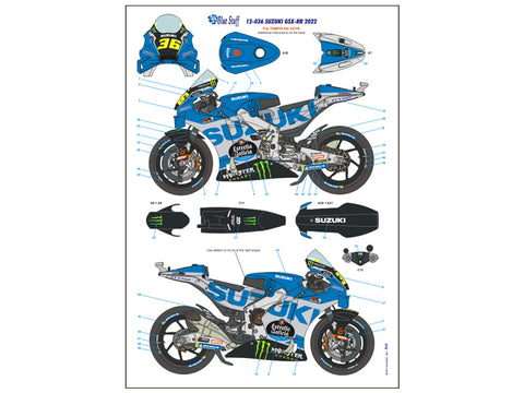 Blue Stuff BS 12-036 1/12 SUZUKI GSX-RR 2022 - 1/12 Decals TAMIYA 14139