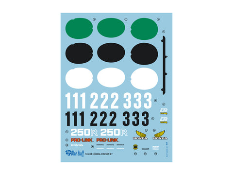 Blue Stuff BS 12-038 1/12 HONDA CR250R 1981 - 1/12 Decals TAMIYA 14011