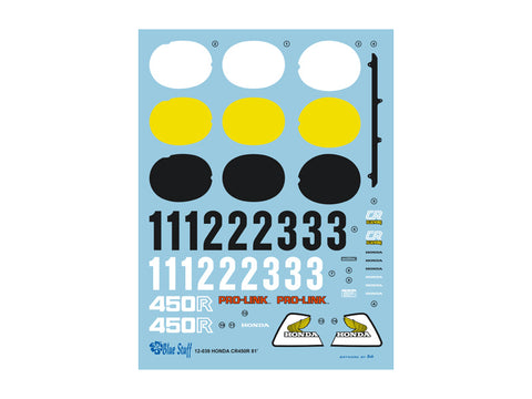 Blue Stuff BS 12-039 1/12 HONDA CR450R 1981 - 1/12 Decals TAMIYA 14018