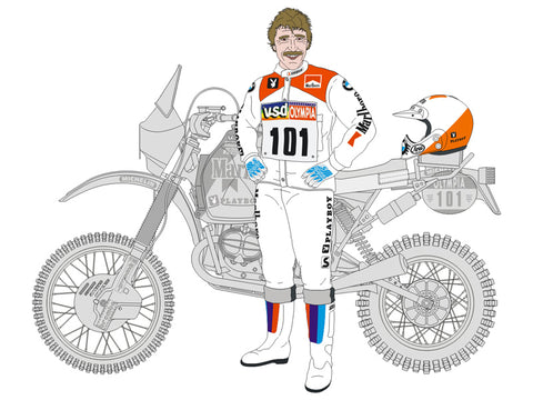 Blue Stuff BS 12-047 1/12 BMW R80 G/S Paris-Dakar 1985 / Pilot - 1/12 Decals TAMIYA 14056