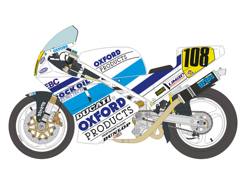 Blue Stuff BS 12-048 1/12 DUCATI 888 OXFORD Products Daytona 200 AMA 92' / Steve HISLOP - 1/12 Decals TAMIYA 14063