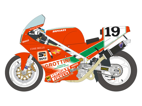 Blue Stuff BS 12-049 1/12 DUCATI 888 Team GROTTINI / D. Tardozzi 91' - 1/12 Decals TAMIYA 14063