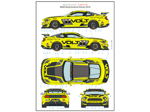 Blue Stuff BS 24-017 1/24 FORD Mustang GT4 Volt Racing 2018 - 1/24 Decals TAMIYA 24354