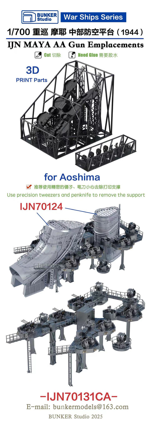 Bunker Studio IJN70131CA 1/700 IJN MAYA AA Gun Emplacement (1944)