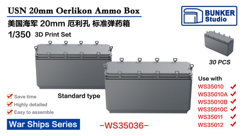 Bunker Studio WS35036 1/350 USN 20mm Oerlikon Ammunition Box