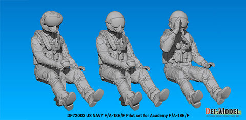 DEF Model DF72003 1/72 US F/A-18E/F Pilot set (for Academy F/A-18 E/F)(3d Printed kit) - 3 Fig.