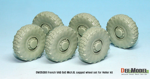 DEF Model DW35068 1/35 French VAB Sagged Wheel set 1-Mich. XL (for Heller 1/35 6 wheel included)