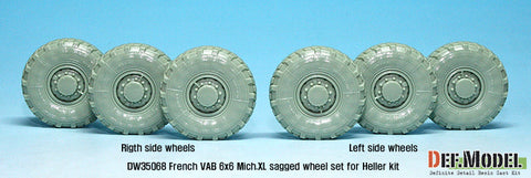 DEF Model DW35068 1/35 French VAB Sagged Wheel set 1-Mich. XL (for Heller 1/35 6 wheel included)