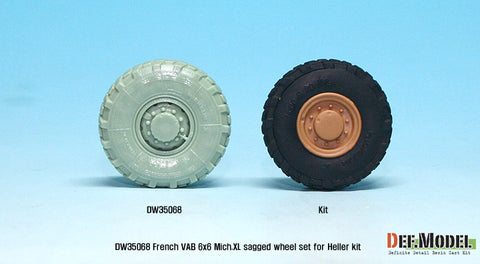 DEF Model DW35068 1/35 French VAB Sagged Wheel set 1-Mich. XL (for Heller 1/35 6 wheel included)