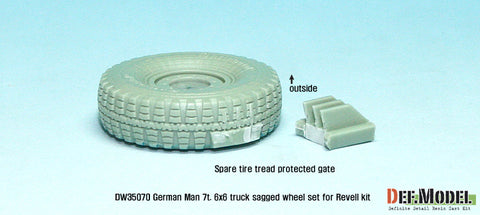 DEF Model DW35070 1/35 German Man 7t. milgl 6x6 Truck Sagged Wheel set (for Revell 1/35)