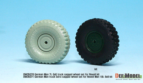 DEF Model DW35071 1/35 German Man milgl Truck Extra 2ea Sagged Wheel set (for Revell Man 10t 1/35)
