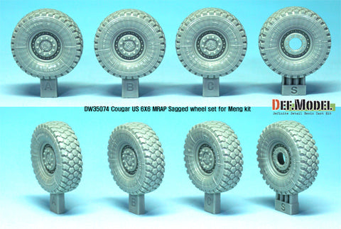 DEF Model DW35074 1/35 US Cougar 6X6 Mrap Sagged Wheel set - 2 Spare wheel (for Meng 1/35)