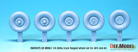 DEF Model DW35075 1/35 US M38A1 4X4 truck Sagged Wheel set (for AFV club 1/35)