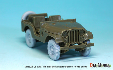DEF Model DW35075 1/35 US M38A1 4X4 truck Sagged Wheel set (for AFV club 1/35)