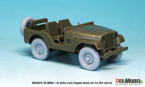 DEF Model DW35075 1/35 US M38A1 4X4 truck Sagged Wheel set (for AFV club 1/35)