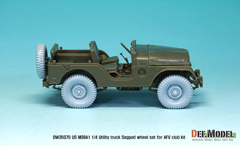 DEF Model DW35075 1/35 US M38A1 4X4 truck Sagged Wheel set (for AFV club 1/35)