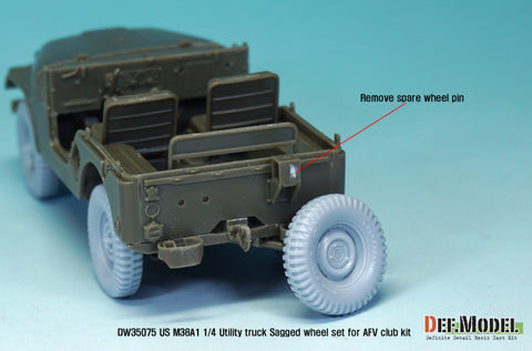 DEF Model DW35075 1/35 US M38A1 4X4 truck Sagged Wheel set (for AFV club 1/35)