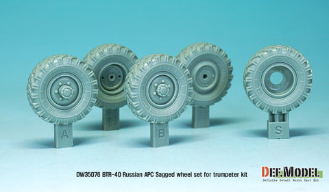 DEF Model DW35076 1/35 Russian BTR-40 Sagged Wheel set (for Trumpeter 1/35)