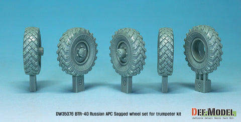DEF Model DW35076 1/35 Russian BTR-40 Sagged Wheel set (for Trumpeter 1/35)