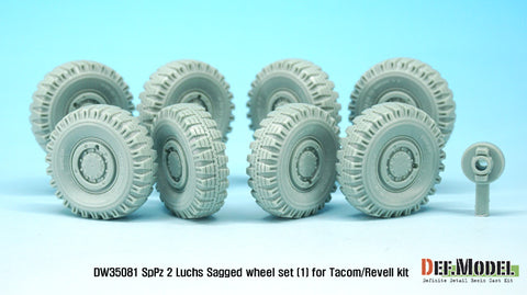 DEF Model DW35081 1/35 German Luchs 8X8 Dunlxp Sagged Wheel set-1 (for Tacom/Revell 1/35)