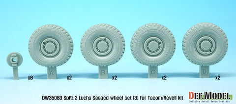 DEF Model DW35083 1/35 German Luchs 8X8 Pirxlli Sagged Wheel set-3 (for Tacom/Revell 1/35)