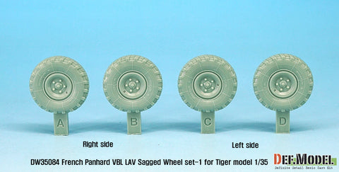 DEF Model DW35084 1/35 French Panhard VBL LAV Sagged Wheel set-1(for Tiger model 1/35)