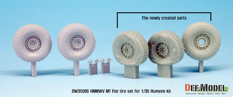 DEF Model DW35086 1/35 U.S. HMMWV MT Flat tire set (for Academy/Bronco/Tamiya 1/35