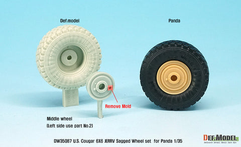 DEF Model DW35087 1/35 U.S. Cougar 6X6 JERRV Sagged Wheel set - 2 Spare wheel (for Panda 1/35)