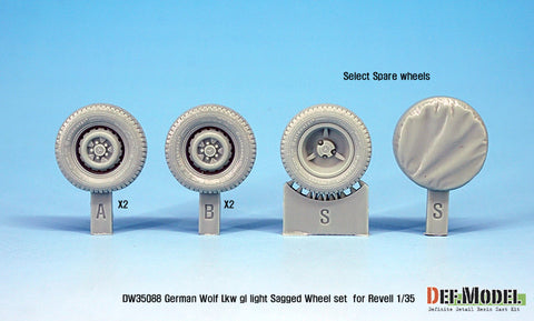 DEF Model DW35088 1/35 German Wolf Lkw gl light Sagged Wheel set (for Revell 1/35)