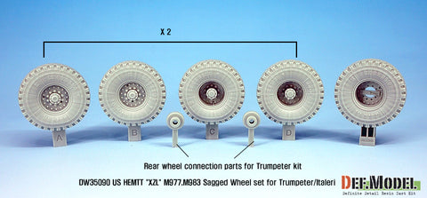 DEF Model DW35090 1/35 US HEMTT "XZL" M977,M983 Sagged Wheel set (for Trumpeter/Italeri 1/35)