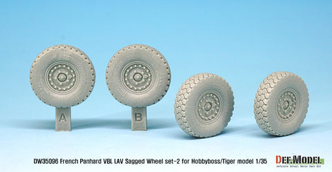 DEF Model DW35096 1/35 French Panhard VBL LAV Sagged Wheel set - 2( for Tiger model, Hobbyboss 1/35)