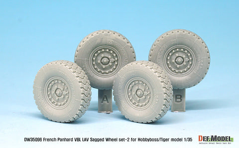 DEF Model DW35096 1/35 French Panhard VBL LAV Sagged Wheel set - 2( for Tiger model, Hobbyboss 1/35)